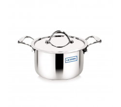 UCOOK Tri Ply Cook & Serve Pot | Stainless steel | Induction Base | With Lid |  24cm/5 L capacity| Order Today