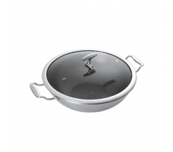 UCOOK Induction Compatible Non Stick Triply Kadhai with Glass Lid (4.5 litres/ 280 mm)