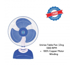 Unirize Table Fan | Zing 1300 RPM | 2 Years Warranty