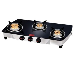 Baltra Crystal 3 Auto Gas Stove BGS 107 Baltra Gas Stove | Auto-Ignition System Eliminates the Need for Matches or Lighters | Stainless Steel Drip Trays | Crystal BGS 107 | 3 burner