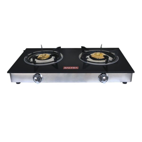 Baltra Gas Stove | Crystal and 8mm Toughened Glass Plate | Perfect Stove for Home | 2 Burner Glass Cooktop | Grand+ BGS 153
