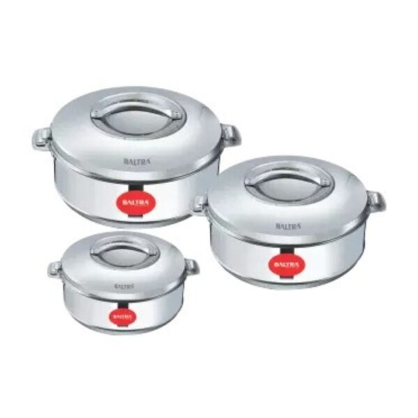 Baltra Royal Casserole 3 Pcs Set BSC 212 Baltra Casserole | Durable Food-Grade Stainless Steel Casserole | 3 Pcs Set Casserole | Royal BSC 212