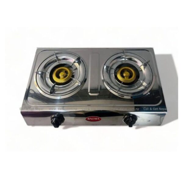 Baltra Shiny 2 Burner Gas Stoves BGS 152 Baltra SS Gas Stove | High-Efficiency Brass Burner | Stainless Steel Gas Stove for Home | 2 Burner Cooktop | Shiny BGS152