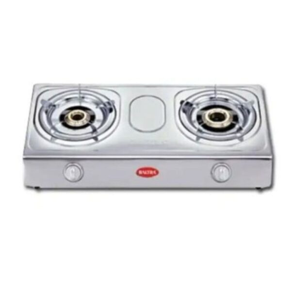 Baltra Gas Stove | Featuring Two High-Efficiency Cast Iron Burners | Unbreakable Knob | Stainless Steel Body Gas Stove | Sliver BGS 128