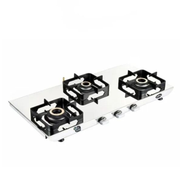Baltra gas Stove Nuvira BGS 211 Baltra Gas Stove | Mirror Finish Stainless Steel | 3 Burner Gas Stove Auto Ignition | Premium Brass Burners | Nuvira BGS 211 | 24 Months Warranty