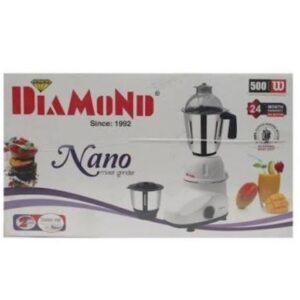 diamond nano Diamond Mixer Grinder Nano | Best Mixer Grinder for Home | 2-Jar Mixer Grinder | 500 Watt